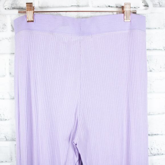 Jonathan Simkhai Purple Ribbed Knit Wide Leg Pants Medium Active Athletic Lounge - Picture 7 of 11